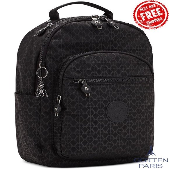 Kipling Seoul Medium Nylon Tablet Zippered Backpack Signature Emb Women's Bag - Picture 6 of 9